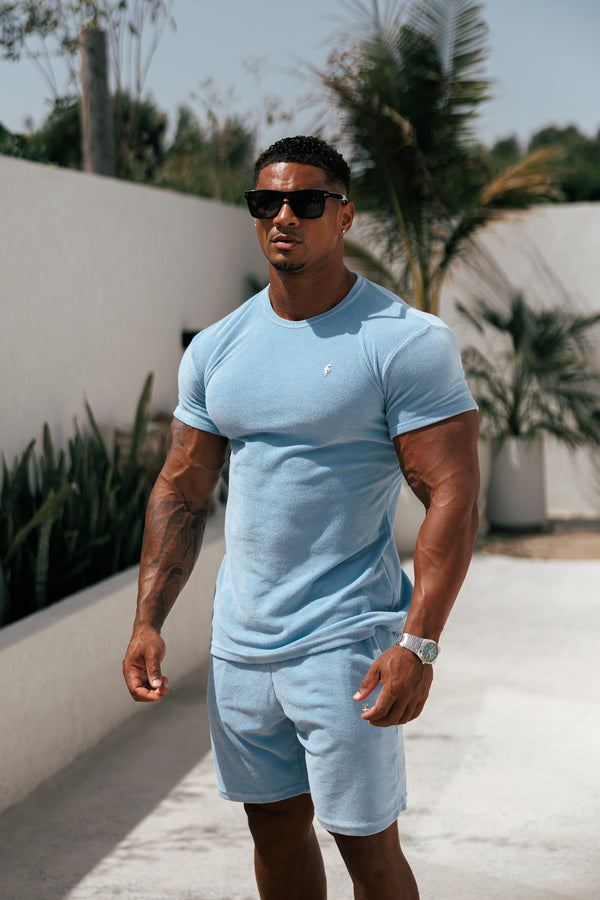 Father Sons Light Blue Towelling Crew T Shirt - FSH660