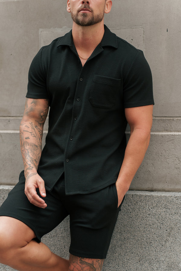 Father Sons Jersey Cord Black Shorts - FSR012