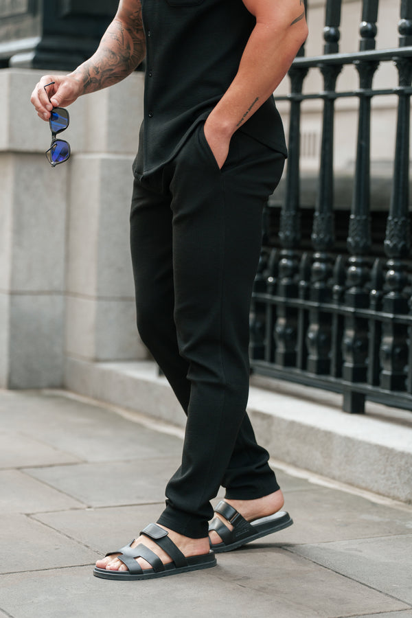 Father Sons Jersey Cord Slim Black Trousers - FSR016
