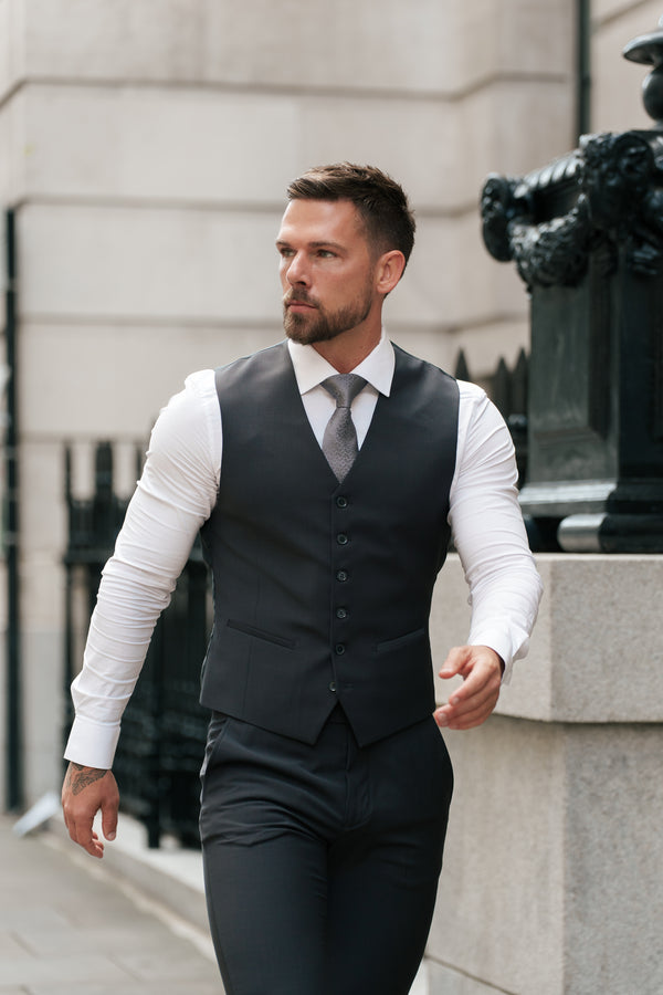 Father Sons Slim Formal Waistcoat Charcoal - FSW013