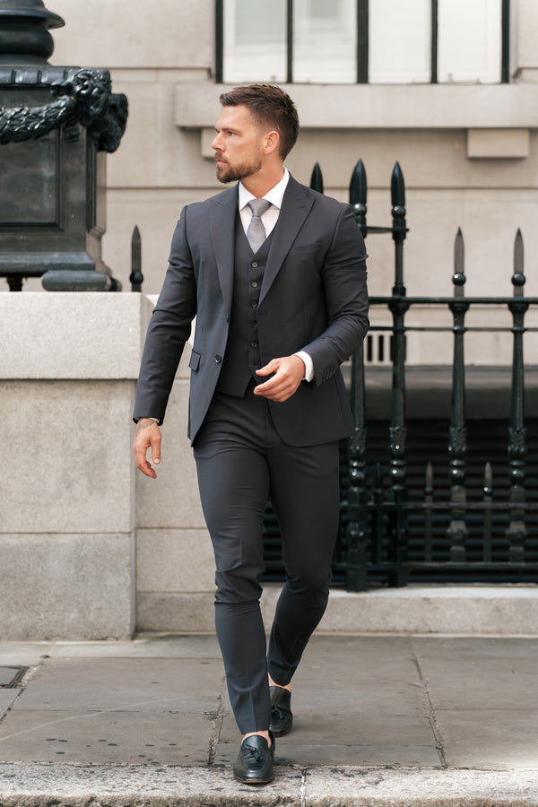 Father Sons Slim Formal Charcoal Stretch Trousers - FST040