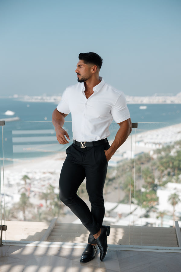 Father Sons Slim Formal Black Stretch Trousers - FST034